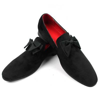 Slip On Velvet Black Loafers Satin Bow Tie Top Mens Tuxedo Dress Shoes AZAR MAN | eBay