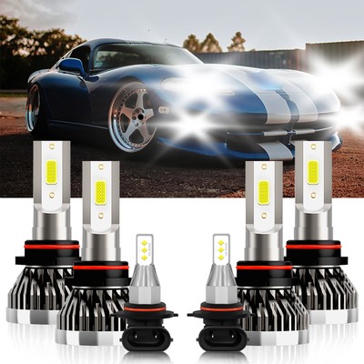 LED Headlight High Low Beam + Fog Light Bulbs Combo For Dodge Viper 2003-2004
