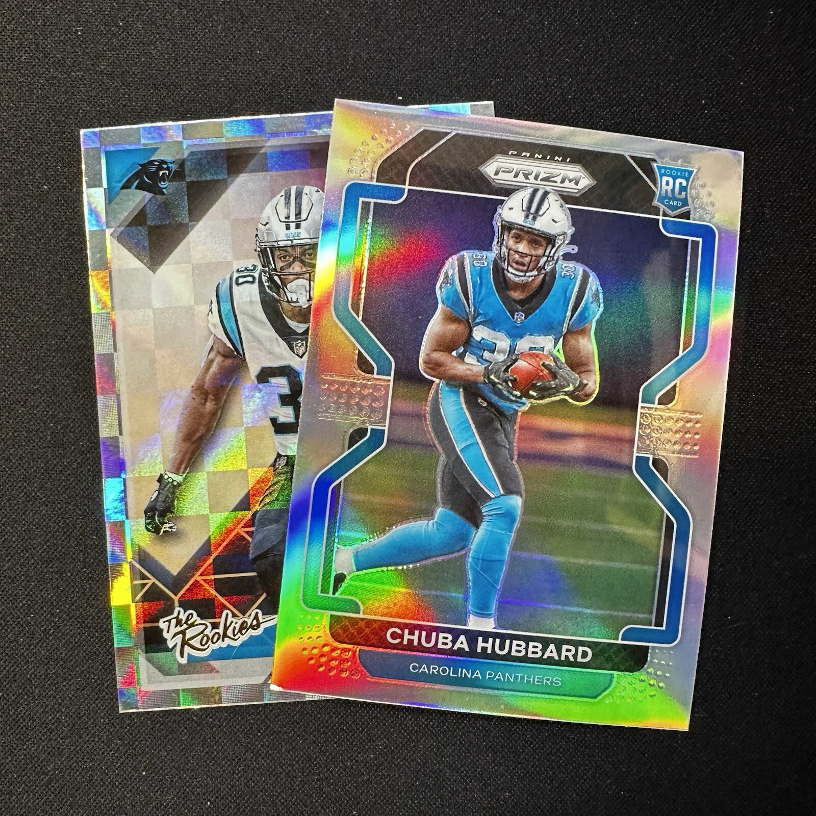 2021 Panini Prizm Chuba Hubbard Variation Silver #V-355 RC + The Rookies TR-CHU