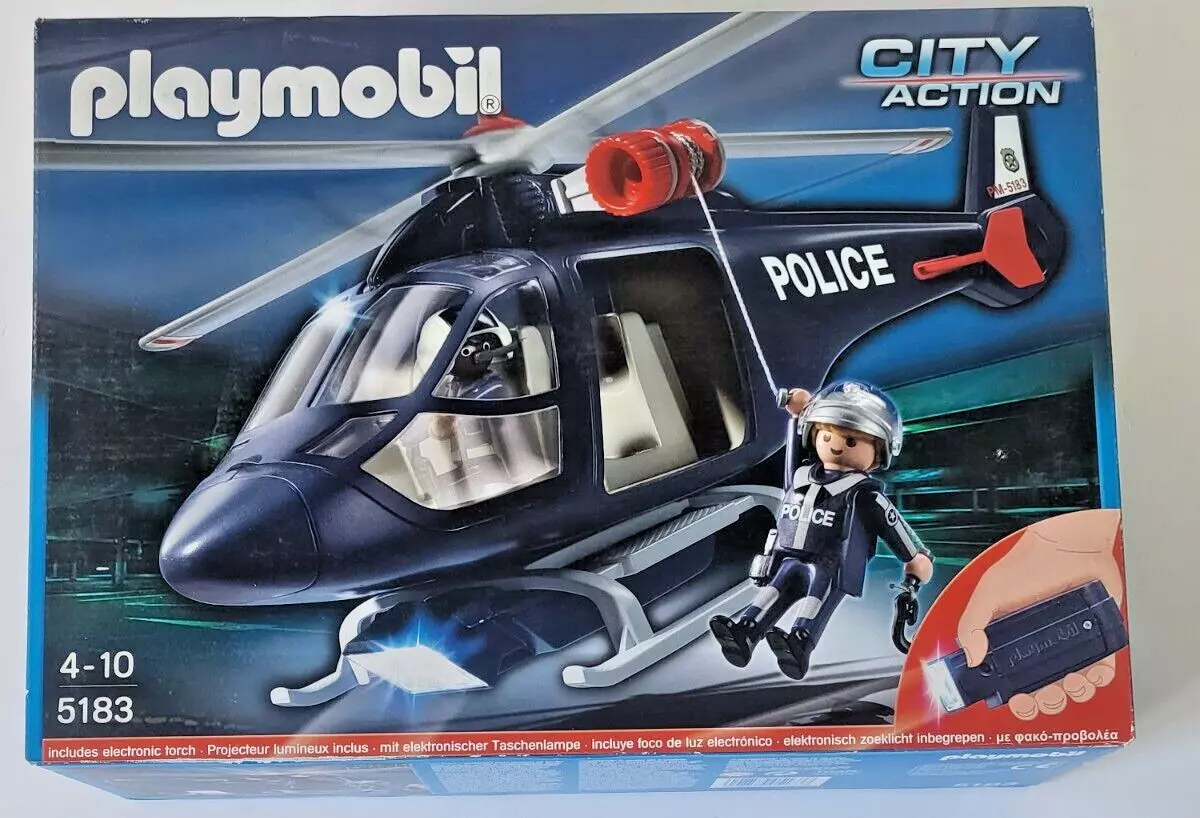 PLAYMOBIL CITY ACTION Hélicoptère de police avec projecteur réf 5183 dès 4  ans