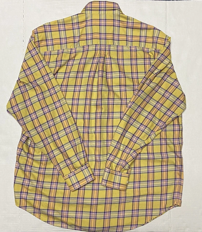 Bobby Jones ColIection Shirt Mens XL Plaid Flannel Cotton Yellow Woven Italy VTG - Image 2 of 4