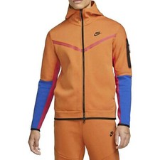 Nike Tech Fleece Windrunner Hoodie Hot Curry Orange Pink Blue CU4489-808 Medium