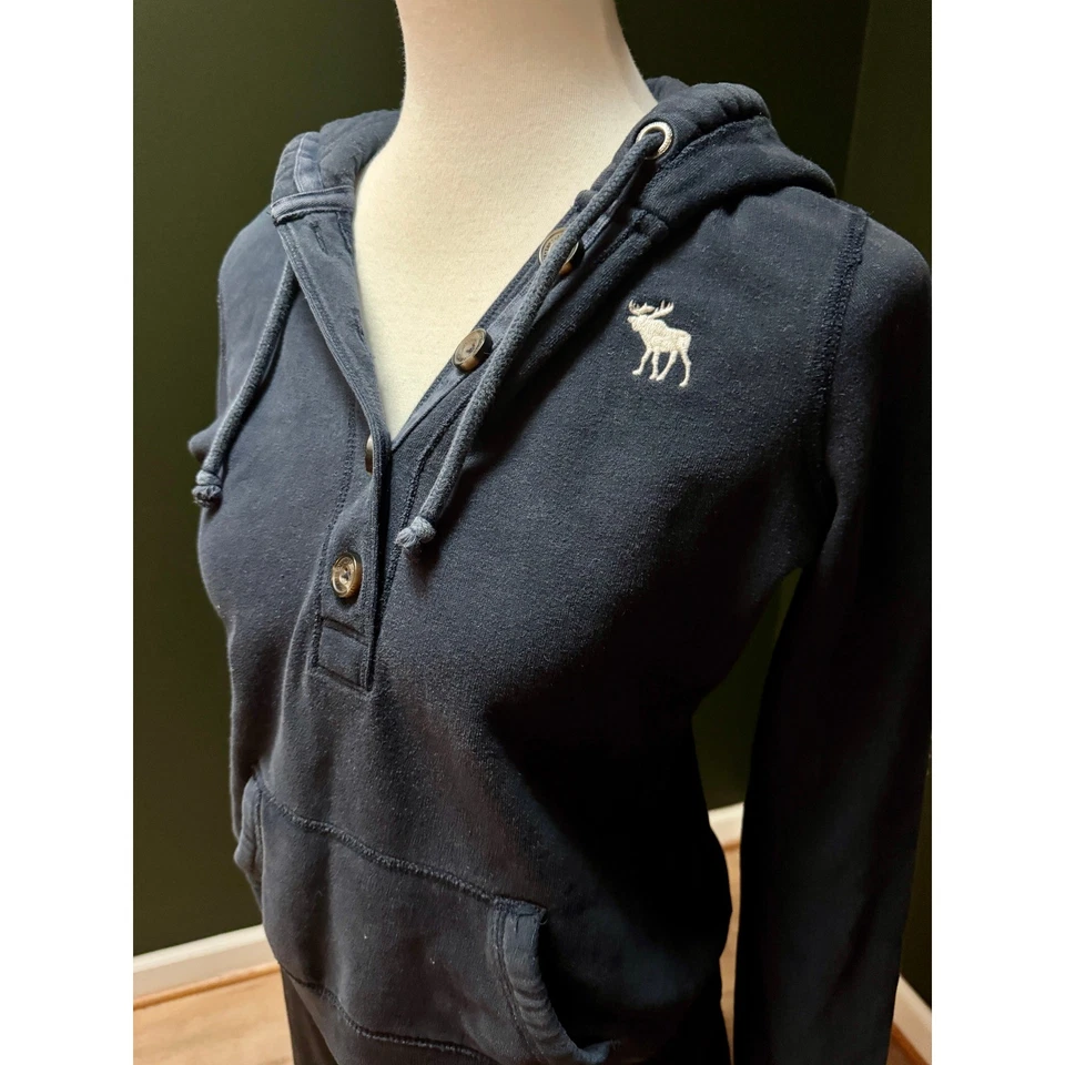 Sudadera con capucha para mujer Y2K Abercrombie Fitch azul marino M Foto 4 de 4