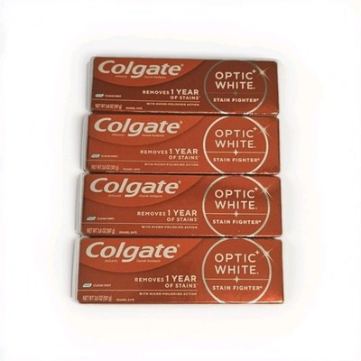 LOT (4) COLGATE OPTIC WHITE TOOTHPASTE, Clean Mint Paste, 3.8 oz,