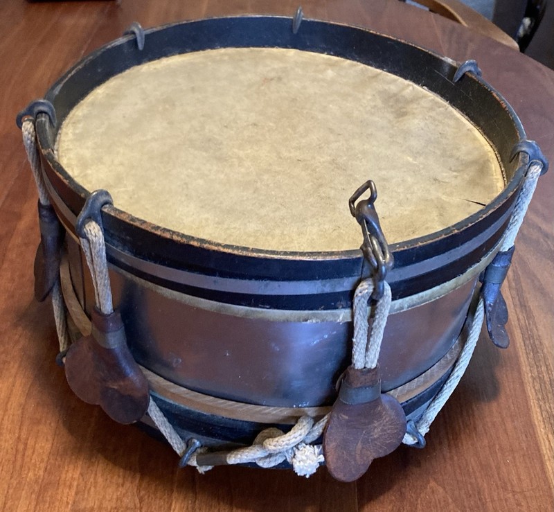 Antique Rope-Tension Snare Drum w/ Jos. Rogers Drum Head & Duplex Drum Strainer