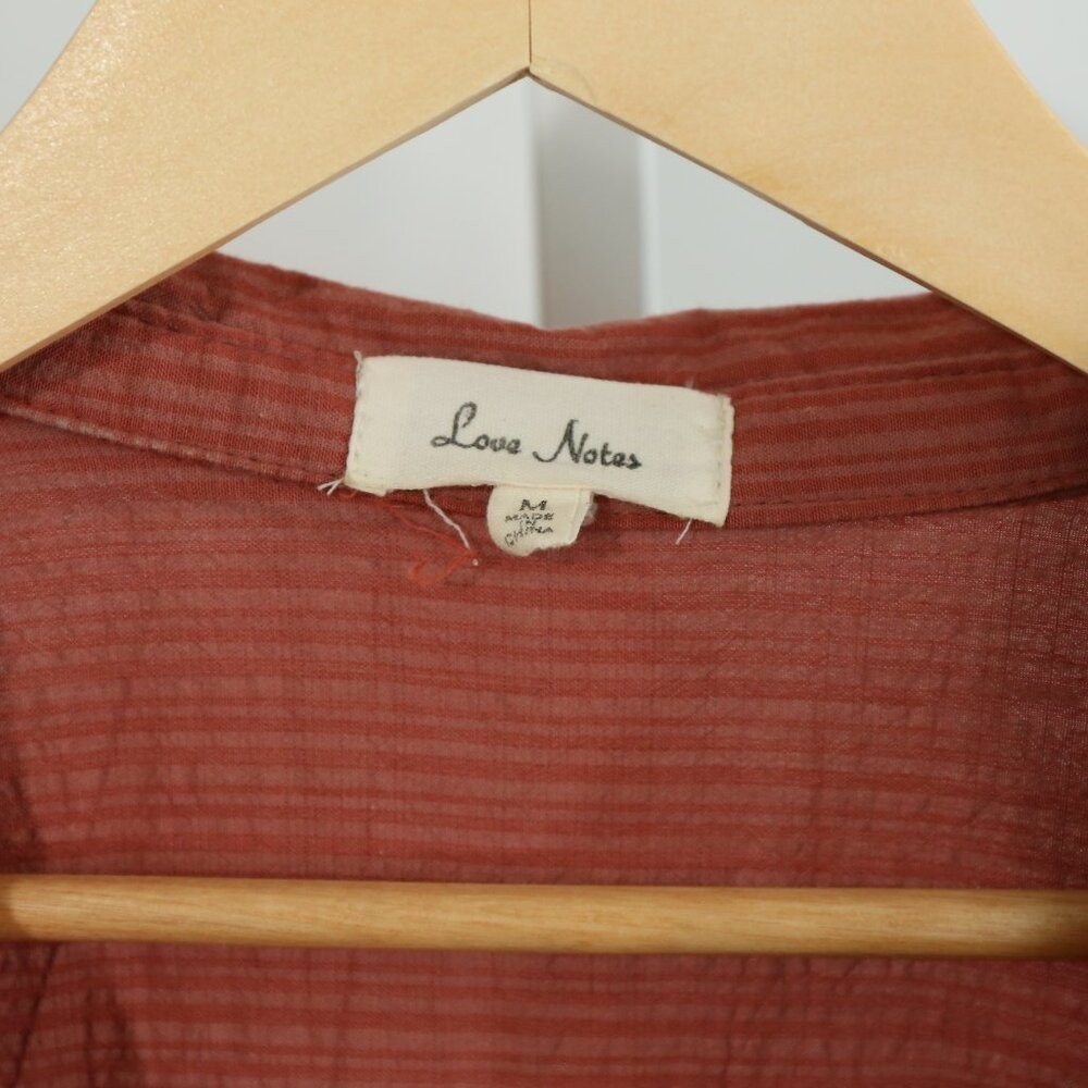 Love Notes Button Front Striped Blouse Rust Brown… - image 4