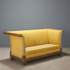 Divano Restaurazione Antico Legno Intagliato Dorato Italia XIX Secolo Originale