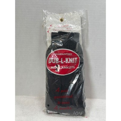 NOS VTG Dub L Knit Men Anklets 4 Pair Guaranteed Wear  Black Size 10.5