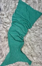 Wearable Teal Mermaid Tail Blanket Soft Knitted Throw