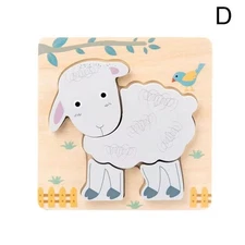 Wooden Animal Puzzle for Toddlers – Montessori Educational Toy  1-3 Shape Puzzle