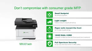Lexmark MX431adw Mono Laser Multifunction Printer+Duplex & ADF 29S050 55B6000 - Picture 2 of 3