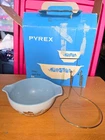 Vintage Pyrex Golden Grapes Chip and Dip Delphite Blue Bowl 441 - parts and box
