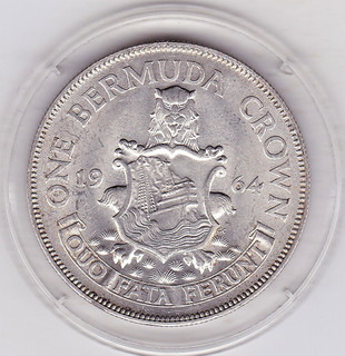 Sharp 1964 Bermuda Large Silver (50%) Crown Coin