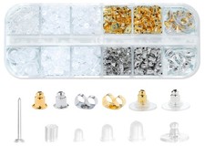 12 Styles 600 Pcs Earring Backs for Studs, Clear Plastic Earrings Hypoallergenic