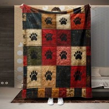 Flannel Blanket with Paw Print