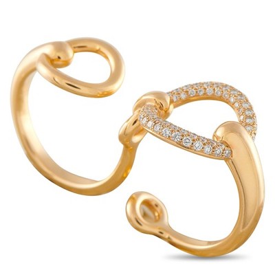 Hermes Filet dOr 18K Roségold 0,43ct Diamant Doppelring HE18-041726