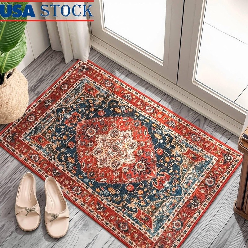 Machine Washable Non-Slip Area Rug Ultra-Soft Comfort Low Pile Tufted Design New