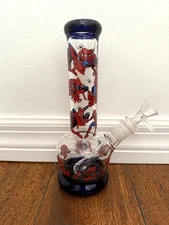 8.5" Premium Glass Water Pipe Round Bottom Spider Men 14mm