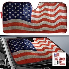 Car Sun Shade, Windshield Sun Shade American Flag Sunshades Red-American Flag