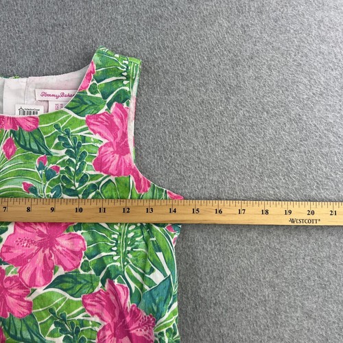 Tommy Bahama Dress Girls 10 Green Pink Floral Sleeveless Lined Summer Vacation - Picture 2 of 11