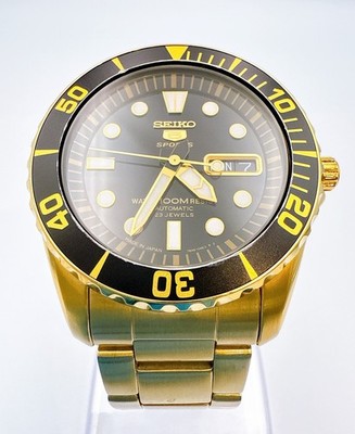SEIKO・セイコー5・スポーツ・7S36-03C0・自動巻き・裏スケ ゴールド SEIKO 5 SPORTS 7S36-03C0 Automatic Day/Date Gold Watch JP Wrist