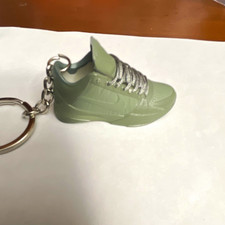 Green Sneaker Shoe Logo Key Chain w/ Silver Metal Key Ring, Solid Pattern