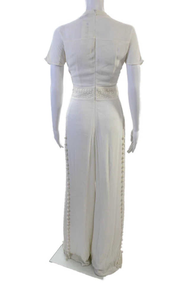 Mono Marchesa Voyage para mujer de algodón con pompones y detalle de encaje blanco talla 6 Foto 3 de 4