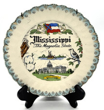 RARE Mississippi Vintage Souvenir Scalloped God Edged State Plate Sanders Mfg Co