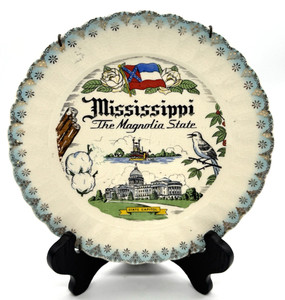 RARE Mississippi Vintage Souvenir Scalloped God Edged State Plate Sanders Mfg Co