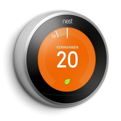 Google Nest Learning Thermostat  Smartes Thermostat  Edelstahl
