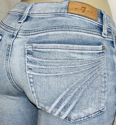 Seven 7 For All Mankind DOJO Luxe Vintage Light Blue Camila Wide Leg Jeans 27 4