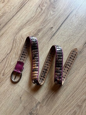 Vingino Genuine Leather Studded Belt Burgundy Punk Y2K Festival Size 90