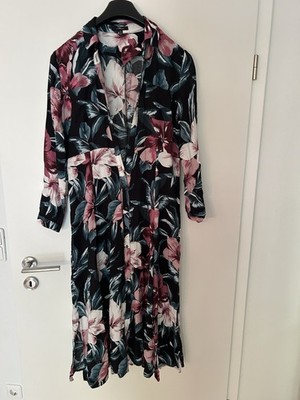 Mavi Midikleid Hemdbleid Blusekleid Blumenmuster Größe L Midi Grün Rosa Viskose