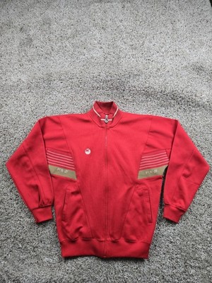 Vintage Asics Tiger Track Jacket Mens Medium Red Full Zip Made Taiwan 80s 90s