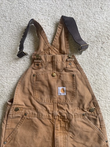 Carhartt Youth Canvas Double Knee Brown Overalls-Size 8 - Picture 5 of 23