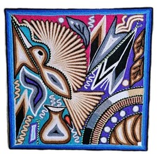 Huichol Hummingbird Tepehuano Style Yarn Painting Mexican Folk Art