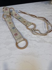Vintage 70s Floral Leather Wrap Belt Boho Hippie Fringe Size L