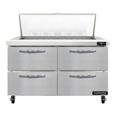 Continental Refrigerator SW48N18M-D 48'' Mega Top Sandwich Prep Table w/ 4 Dra...