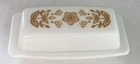 Vintage Pyrex Golden Butterfly Flower Butter Dish White Milk Glass #72-B