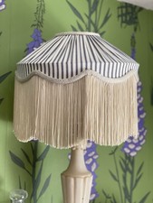 Lampshade Handmade Bespoke Table Lamp Ticking Stripe Red Seaside Coastal