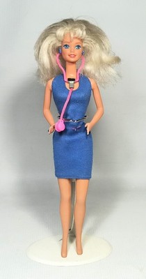 MATTEL VTG 1993 #11160 DOCTOR Dr. BARBIE 12'' DOLL WITH STETHOSCOPE WITH FLAWS