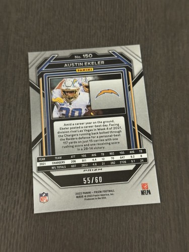 2022 Panini Prizm Orange Wave Prizm SP /60 #150 AUSTIN EKELER Football Card - Picture 2 of 2
