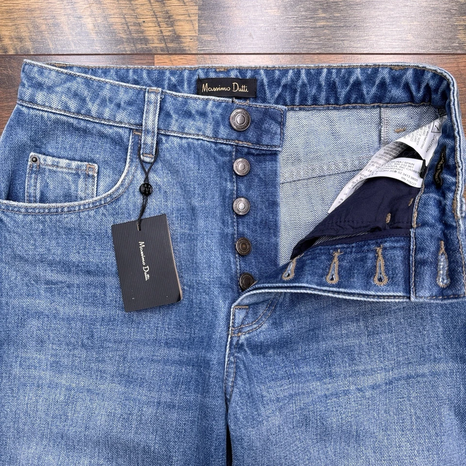 Pantalones de mezclilla capri Massimo Dutti Wise Leg para mujer 4 tiro alto elásticos nuevos Foto 4 de 4