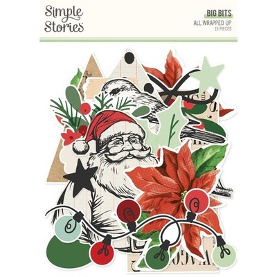 SS DieCuts Big Bits All Wrapped Up Christmas Santa Lights Poinsettias Stocking
