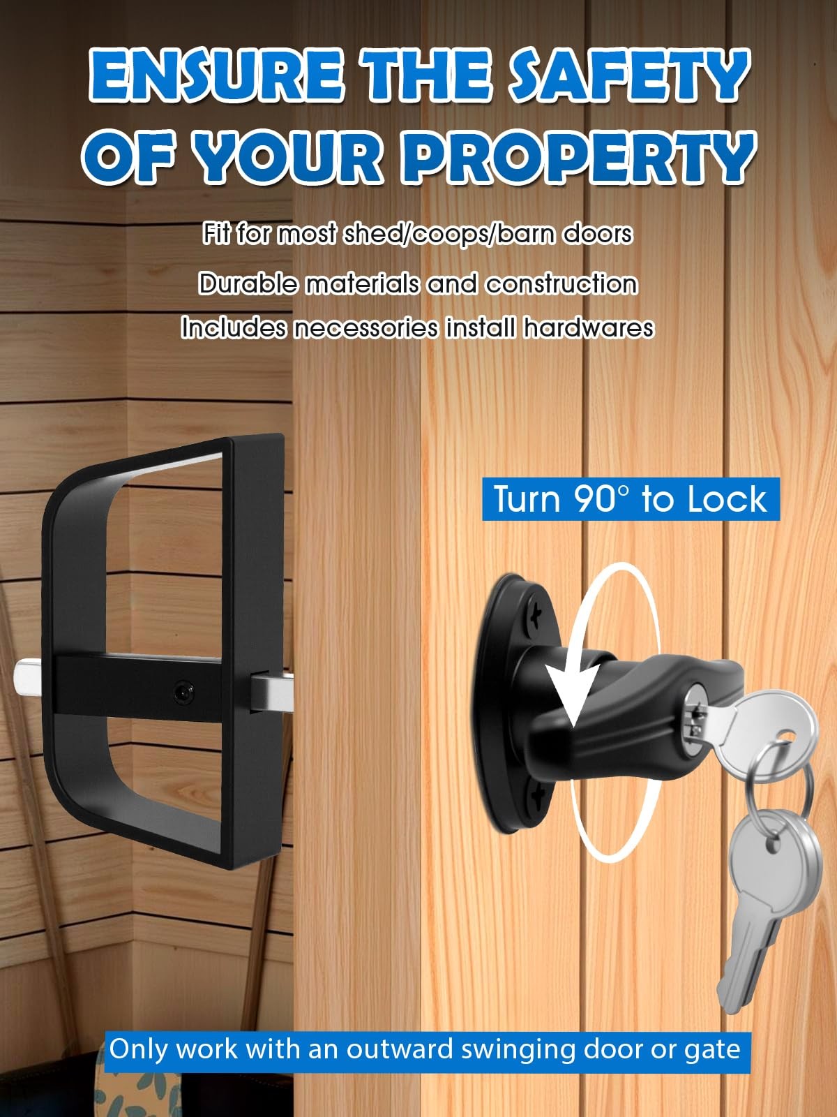 Shed Door T-Handle Lock Latch Kit 5-1/2" Stem 4 Keys, 6in Spring Loaded Gate ...