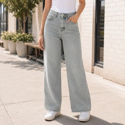 NEW Edikted Low Rise Wide Leg Acid Washed Jeans Capsule Skater Grunge M