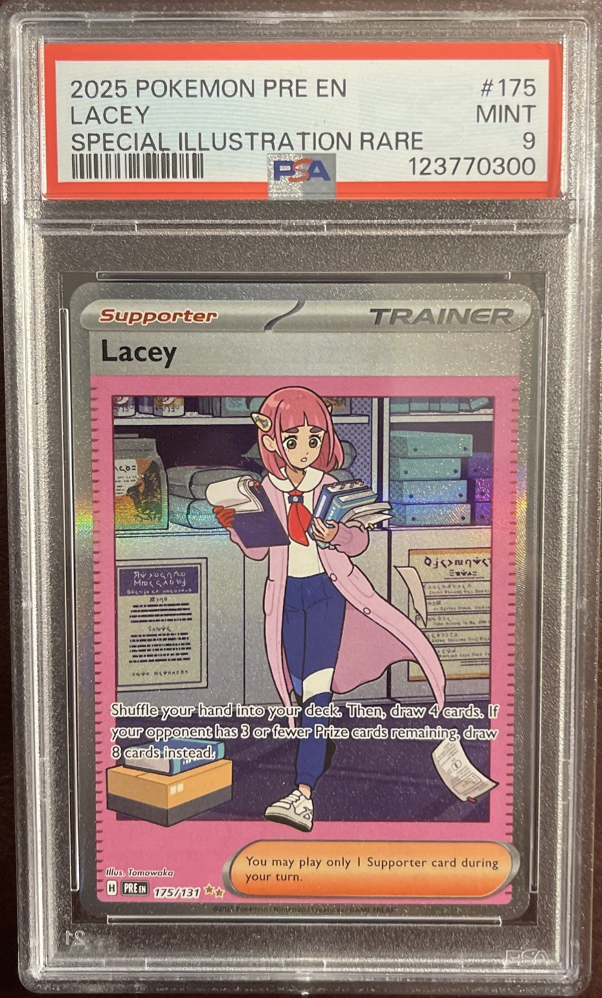 Pokémon Lacey 175/131 SIR 2025 PRISMATIC EVOLUTIONS PSA 9 Mint