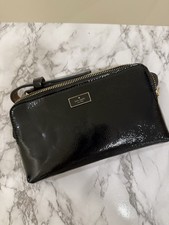 Kate Spade New York Black Patent Crossbody Bag Gold Hardware Logo Zip