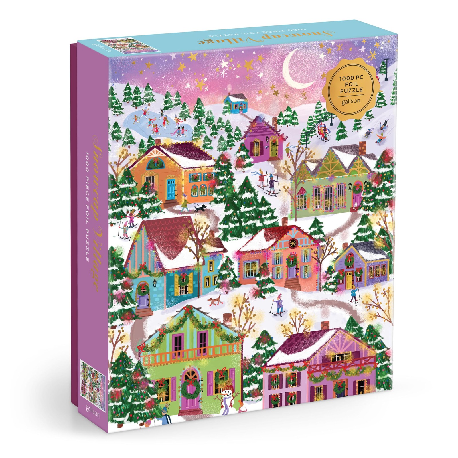 Joy Laforme Snowcap Village 1000 Piece Foil Puzzle Galison - Image 4