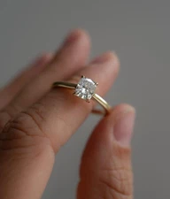 In 14k Yellow Gold 1CT Cushion Natural Diamond DGLA Certify Ring For Girlfriend